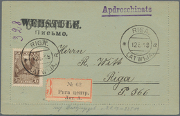 Lettland: 1919, Registered Card Letter Within " RIGA LATWIJA 12 5 19" With Delivery Receipt. - Letland