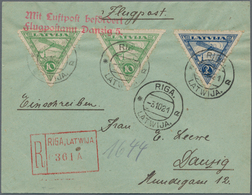 Lettland: 1921, RIGA-DANZIG: Registered Printed Matter And Registered Letter With RIGA "R" Numerator - Letland