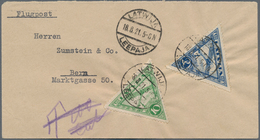 Lettland: 1921 Air Triangles 10r. And 20r., Perforated On Cover From Leepaja (18.8.21) And Both Stam - Letland