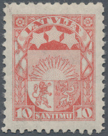 Lettland: 1923, 10 S. Karmin Freimarke, Perfekt Zentriertes Postfrisches Luxusstück, Unsigniert, In - Latvia