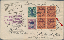 Lettland: 1927, Registered Letter With Black RIGA Numerator, Postmarked "RIGA DZ ST 20.4.27 Franked - Letland