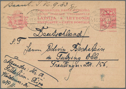 Lettland - Ganzsachen: 1933 Postal Stationery Card P 8 From Riga To Tutzing With Long Message Some L - Letland