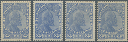 Liechtenstein: 1916, 25 H. Mittelultramarin, Normales Papier, Vier Werte, Ungebraucht Mit Originalgu - Autres & Non Classés