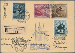 Liechtenstein: 1932. Liechtenstein/Danzig Luposta Fahrt. Reco-Luxuskarte Mit Flugmarken-Spitzenwert. - Autres & Non Classés