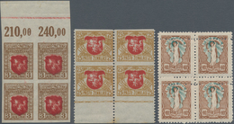 Litauen: 1919/1920, 3 A Coat Of Arms Imperforated Block Of Four From Upper Margin, 75 Sk Arms Block - Lituanie