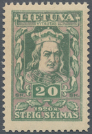 Litauen: 1920, National Assembly, 20sk. Green/lilac, Special Edition, Mint Never Hinged. Only 1956 I - Lituanie