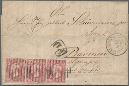 Luxemburg: 1859, 1 Sgr. Horizontal Strip Of Three With Stamps-margin On Left, Cancelled With Bar Pos - Autres & Non Classés