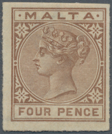 Malta: 1885, 4d. Brown Imperforate, Mint Original Gum With Hinge Remnant, Signed. SG 27a (listed As - Malta