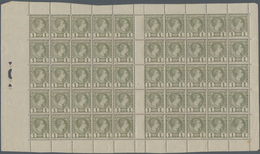 Monaco: 1885, Definitives "Charles III.", 1c. Olive, Gutter Pane Of 50 Stamps (folded, Partly Separa - Ongebruikt