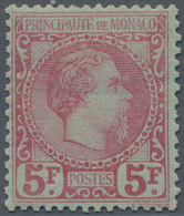 Monaco: 1885, 5 Franc Charles III Lightly Hinged In Very Fresh Condition. Signed Drahn. (Yv.€4.500,- - Nuovi