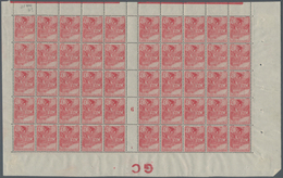 Monaco: 1919, War Widows And Orphans, 15c.+10c. Carmine, (folded) Gutter Pane Of 50 Stamps With Mill - Ongebruikt