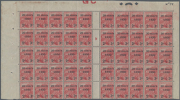 Monaco: 1920, Royal Wedding, 2c.+3c. On 15c.+10c. Carmine, (folded) Gutter Pane Of 50 Stamps With Mi - Nuevos