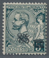 Monaco: 1924, Prince Albert I. 5fr. Dark-green With DOUBLE SURCHARGE ‚85‘ (C.), MNH And Very Scarce, - Ongebruikt