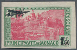 Monaco: 1933, Airmail, 1.50fr. On 5fr. Green/rose Imperforate, Mint Never Hinged. Maury PA1 Nd, 450, - Neufs