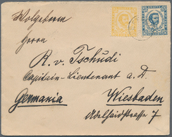 Montenegro: 1897 (ca), Cover To Germany Franked 1879 Second Printing 2n Yellow (Michel 1 II) And 10n - Montenegro