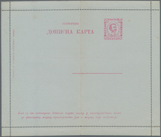 Montenegro - Ganzsachen: 1894/1900. Prince Nicholas Letter Card. VARIETY. 5 N Carmine/pale Blue (145 - Montenegro