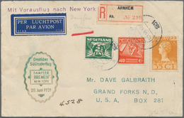 Niederlande: 1931, Ciontract State Catapurlt Mail, Registrered From ARNHEM To New York With Green Ca - Sonstige & Ohne Zuordnung