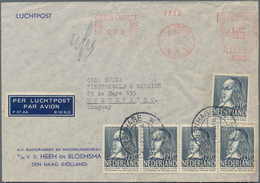 Niederlande: 1939, 12 1/2 C Black-blue Horizontal Stripe Of Four And Single Stamp Mixed Franking Wit - Sonstige & Ohne Zuordnung