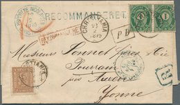 Norwegen: 1875, Registered Folded Letter, Franked With 24 Sk. Coat Of Arms Brown And Pair Of 1 Sk. P - Lettres & Documents