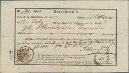 Österreich: 1850, 6 Kreuzer Rötlichbraun Auf Handpapier, Type Ib, Auf Kompletter Retour-Recepisse Vo - Andere & Zonder Classificatie