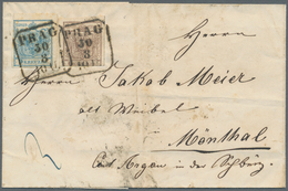 Österreich: 1858, 6 Kr. Braun (unten Angeschnitten) Und 9 Kr. Blau, 15 Kr.-Porto Auf Faltbriefhülle - Other & Unclassified