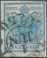 Österreich: 1850, ERSTTAG, 9 Kr. Blau Handpapier Type I, Farbfrisches Exemplar, Allseits Voll- Bis B - Otros & Sin Clasificación