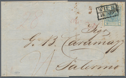 Österreich: 1850 (10 Sept.), Teilfrankierter Faltbrief Mit 9 Kr. Hellblau Von Wien Nach Messina, Siz - Sonstige & Ohne Zuordnung