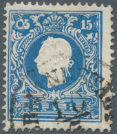 Österreich: 1859, 15 Kr. Blau Type II Mit PLATTENFEHLER "'05' Statt '15'", Entwertet Mit Teilstempel - Otros & Sin Clasificación