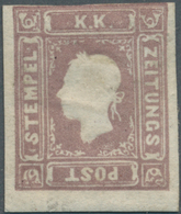 Österreich: 1859, (1,05 Kr) Graulila, Dreiseits Vollrandig, Oben Entlang Der Randlinie Geschnitten, - Autres & Non Classés