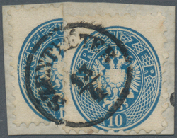 Österreich: 1863/1864, 10 Kreuzer Blau + 10 Kr Senkr. HALBIERUNG (li. Hälfte) Ideal Zentrisch überge - Andere & Zonder Classificatie