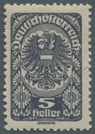 Österreich: 1919, Freimarke 5 H. Schwarzgrau, Postfrisches Stück In Der Seltenen Farbe, Minimal Nach - Otros & Sin Clasificación