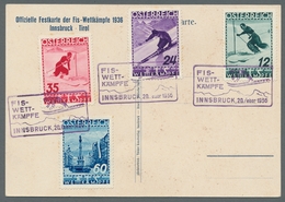 Österreich: 1936, "FIS II" Komplett Mit Dreimal ESST Auf Offizieller Color-Festkarte Als Ersttagskar - Otros & Sin Clasificación