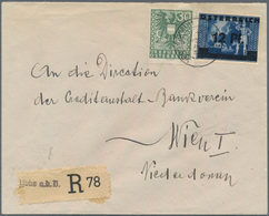 Österreich: 1945, 12 Pf Dkl'blau "2.Wiener Aushilfsausgabe" Und 30 Pf Olivgrün Wappen, Mischfrankatu - Otros & Sin Clasificación