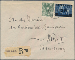 Österreich: 1945, 12 Pf Dkl'blau "2.Wiener Aushilfsausgabe" Und 30 Pf Olivgrün Wappen, Mischfrankatu - Other & Unclassified
