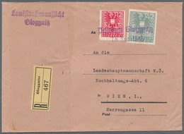 Österreich: 1945, 12 Rpf Karmin U. 42 Rpf Graugrün "Wappen", Entwertet Mit Violettem Notstempel "POS - Otros & Sin Clasificación