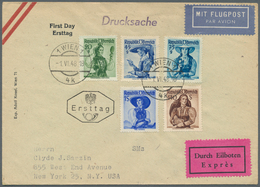 Österreich: 1948 (1.6.), TRACHTEN Fünf Werte Auf Ersttagsbrief Per Luftpost Und Eilboten In Die USA - Other & Unclassified