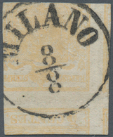 Österreich - Lombardei Und Venetien: 1850, 5 Cent. Ockergelb Mit 4-teiligem Doppelseitigem Druck A, - Lombardije-Venetië