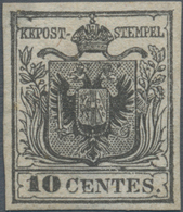 Österreich - Lombardei Und Venetien: 1850, 10 C Schwarz Ungebraucht Ohne Gummi, Minimal Hell, Vollra - Lombardo-Venetien