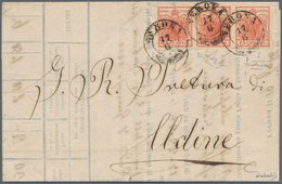 Österreich - Lombardei Und Venetien: 1850, 15 Cent. Dkl.- Tiefzinnoberrot Im Waager. Misch-Dreier-St - Lombardy-Venetia