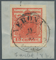 Österreich - Lombardei Und Venetien: 1850, Wappenzeichnung 15 C. Tiefzinnoberrot, Handpapier Type II - Lombardije-Venetië
