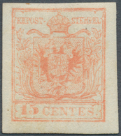 Österreich - Lombardei Und Venetien: 1850, 15 Cent. Rosa, Maschinenpapier, Type III, Ungebraucht Mit - Lombardije-Venetië