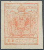 Österreich - Lombardei Und Venetien: 1850, 15 Cent. Rosa, Maschinenpapier, Type III, Ungebraucht Mit - Lombardo-Veneto