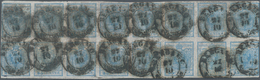 Österreich - Lombardei Und Venetien: 1850, 45 C. Blau, Handpapier, WAAGERECHTER 16ER-BLOCK, Rechts E - Lombardo-Vénétie