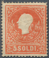 Österreich - Lombardei Und Venetien: 1858, 5 So Rot, Type I, Ungebraucht Mit Originalgummi, Farbfris - Lombardo-Venetien