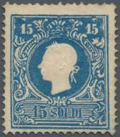 Österreich - Lombardei Und Venetien: 1859, 15 Soldi Blau Ungebraucht Ohne Gummi, Kleine Helle Stelle - Lombardije-Venetië