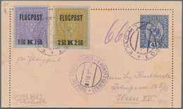 Österreich - Flugpost: 1918. 45 H Blau/hellrose Kartenbrief, Als Luftpost-Einschreiben Nach Wien, Au - Altri & Non Classificati
