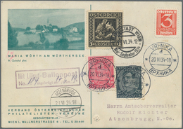 Österreich - Flugpost: 1934, 17.6., Liliput-Ballonpost, Karte Ab "WIEN 17.VI.34" Sowie Nebengesetzte - Otros & Sin Clasificación