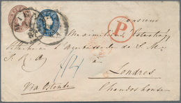 Österreich - Ganzsachen: 1864, Ganzsachenumschlag 25 Kr. Violett Mit Zusatzfrankatur 15 Kr. Blau Von - Altri & Non Classificati