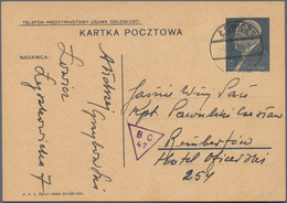 Polen - Ganzsachen: 1939, 15 Gr. Stat. Card Written 2 SEP. 39 And Posted From "LOWICZ 4. IX.39" With - Postwaardestukken