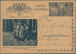 Polen - Ganzsachen: 1939, 15 Gr, Picture Stationery Card Posted From "DEBLIN 3. IX.39" Bearing Viole - Postwaardestukken